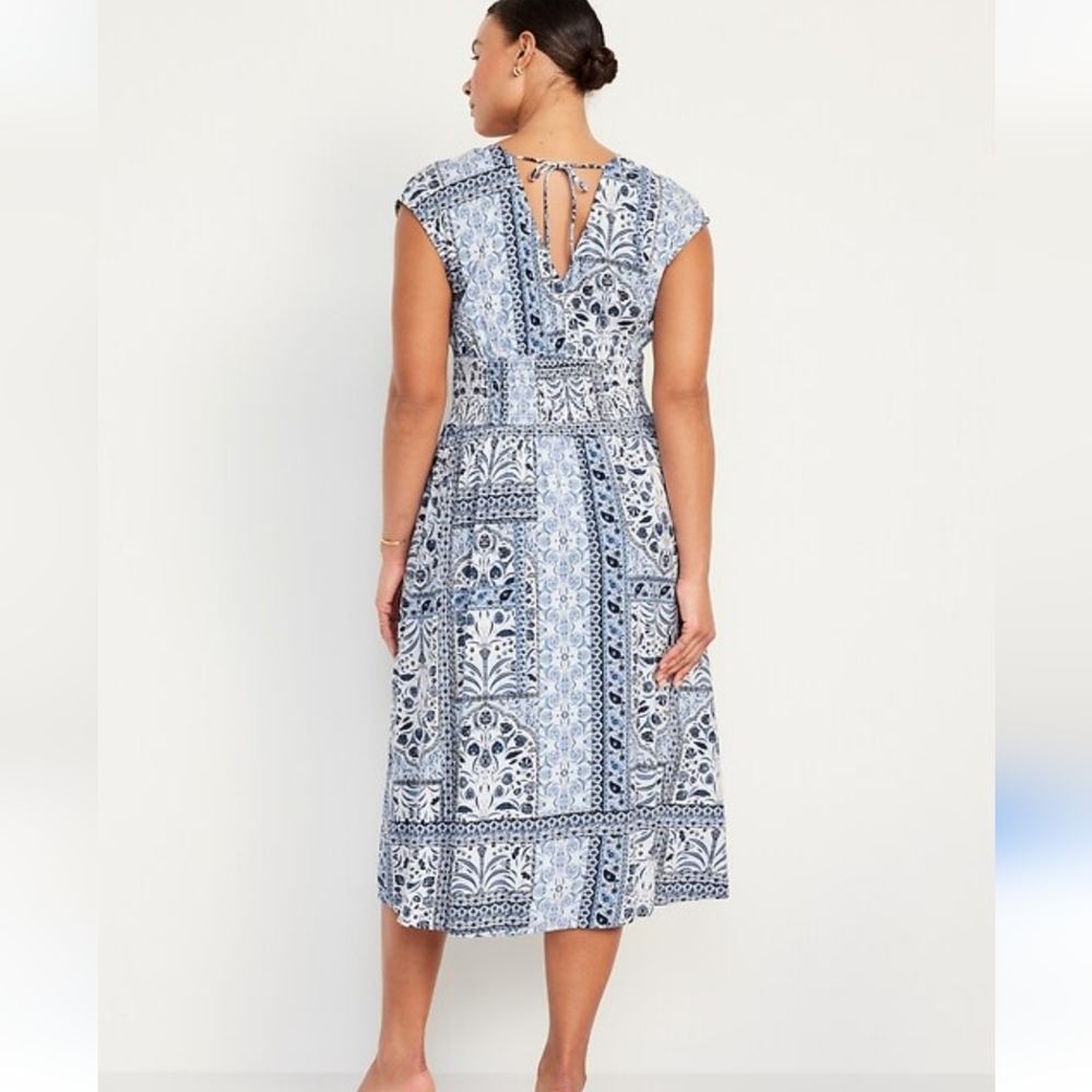 Old Navy Floral Rouched Waist Midi Dress Size Xl - Picture 2 of 10